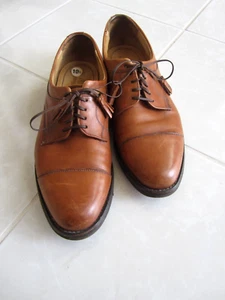 Scarpe Oxford uomo 10 1/2 C Johnston & Murphy trampolino punta cappuccio nappa marrone - Foto 1 di 10