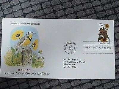 USA FIRST DAY COVER 1982 STATE BIRDS (KANSAS) - Image 1 of 3