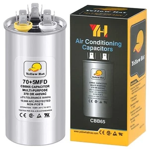Capacitor for Air Conditioner 70+5 uf MFD 370 or 440 Volt VAC, Multi-Purpose ... - Picture 1 of 6