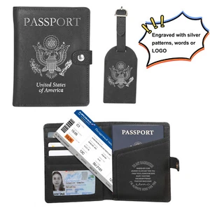 Reisepasshülle Reisebrieftasche+Gepäckanhänger-Set für DIY-Lasergravur Geschenk - Bild 1 von 5