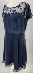 Bnwt Womens SO FABULOUS NAVY BLUE LACE DETAIL FLARED PARTY DRESS SIZE Uk 18 #7 - Picture 1 of 10