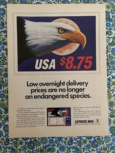 Vintage 1988 USPS United States Postal Service Express Mail Print Ad Eagle - Picture 1 of 7