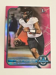 2021-22 Bowman University Football Pink Refractor - Taulia Tagovailoa - Maryland - Picture 1 of 2