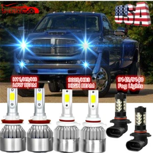 6X Ice blue LED Headlight+Fog Light for 2009-2017 Dodge Ram 1500 2500 3500 4500 - Picture 1 of 10