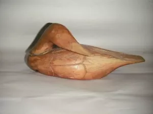 ANTIGUO SEÑUELO DE PATO DE MADERA TALLADA, TAMAÑO NATURAL, CLAVOS PARA DORMIR, TEÑIDO DE ROJO, ARTE - Imagen 1 de 20