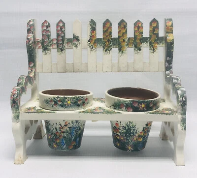 Banco de madera luz de té candelabro maceta decorativa / tarro jardín floral Foto 1 de 4