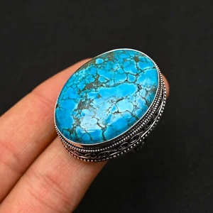 Anillo de plata de ley 925 hecho a mano con piedras preciosas turquesa azul natural joyería regalo - Imagen 1 de 4