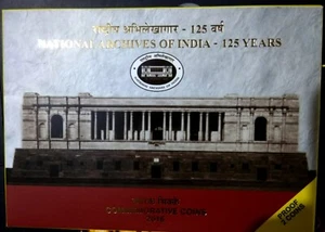 India 2016-B National Archives Of India 125 Years Proof Coin Set Of Rs 125 & 10 - Picture 1 of 7