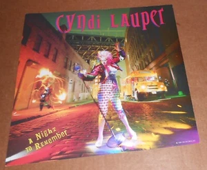 Póster cuadrado plano 1989 de Cyndi Lauper A Night to Remember de 2 caras promoción 12x12 RARO - Imagen 1 de 2