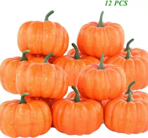 12 pcs Artificial orange Pumpkin for Decoration Fall Home/Halloween Thanksgiving - Picture 1 of 5