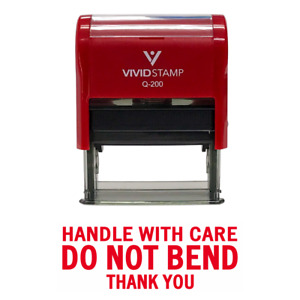 Handle With Care Do Not Bend Self Inking Rubber Stamp