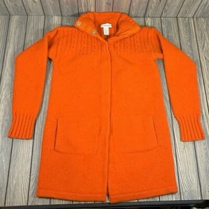 A. Giannetti Women Cashmere Wool Sweater Cardigan Knit Snap Long Sz M Orange - Picture 1 of 8