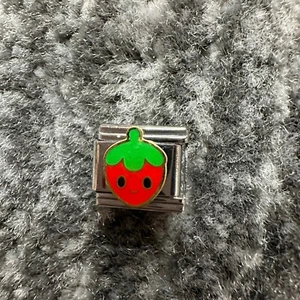 Italian Charm Cartoon Strawberry Link Stainless Steel Silver Jewelry 1 Charm - Picture 1 of 4