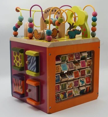 Battat Just B B You Zany Zoo Wooden Activity Cube Child’s Learning Play Center - Image 1 of 4