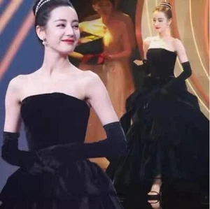 Gorgeous Black Off Shoulder Tiered Ball Gown Cocktail Homecoming Evening Dresses - Picture 1 of 12