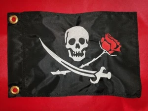 Custom Jolly Roger Rose Sicherheitsflagge SEGELBOOT LUFTBOOT Kajak UTV - Bild 1 von 5