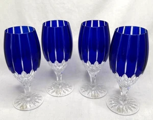 4er Set Ajka Castille Blau Eiskristall Getränkekelch Wassergläser EUC! - Bild 1 von 6