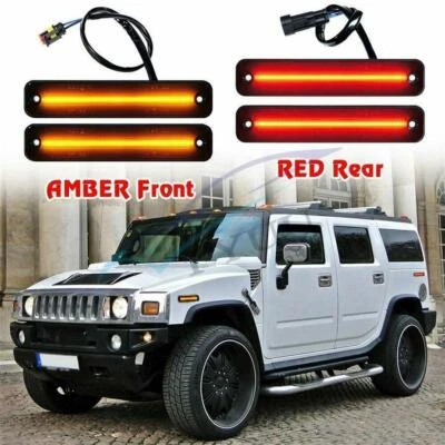 Luz de señal LED para guardabarros lateral de coche ámbar delantero + rojo trasero para 03-09 Hummer H2 Foto 1 de 4