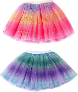 2 Pack Birthday Dresses for Girls Rainbow Tutu Ballet Skirt for Toddler Girls - Picture 1 of 12