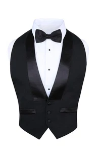 S.H. Esmoquin Churchill & Co. Clásico Formal 100% Lana Negro Sin Espalda Ves... - Imagen 1 de 5