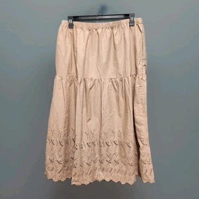  Falda midi escoba campesina de algodón marrón St. Johns Bay bolsillos XL  Foto 1 de 4