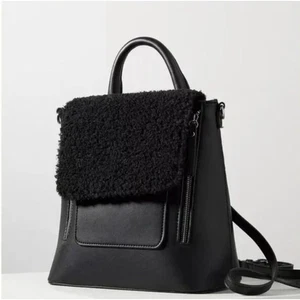 Mochila convertible Sherpa de cuero vegano negro MMS Anthropologie Chels - Imagen 1 de 12