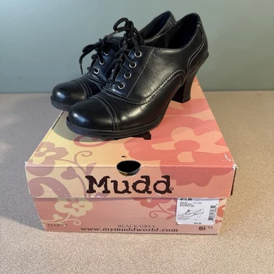 Oxford vintage años 90 y2k barro flojo negro vegano imitación cuero tacón puntera 6,5 M Foto 1 de 4