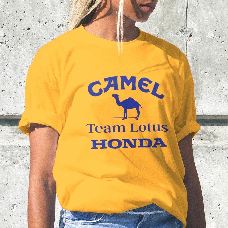 T-Shirt Team L-O-T-US HONDA CAMEL Vintage F1 Motorsport Racing Adult Cotton NEW - Image 1 of 4