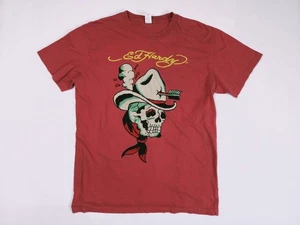 Ed Hardy by Christian Audigier Y2K Cowboy Skull In Hat Cotton T-Shirt 3XL - Picture 1 of 13