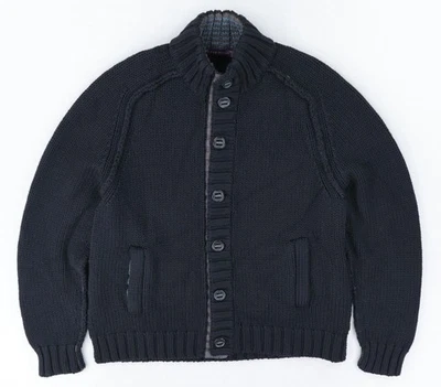 Ted Baker Cárdigan Suéter Para Hombres Talla 6 Negro Peso Pesado Abuelo Papá Mezcla de Lana Foto 1 de 4