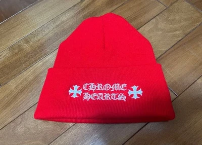 CHROME HEARTS Sombrero Tejido Rojo Gorro Logo Sombreros Para Hombre Talla Única Usado De Japón Foto 1 de 4