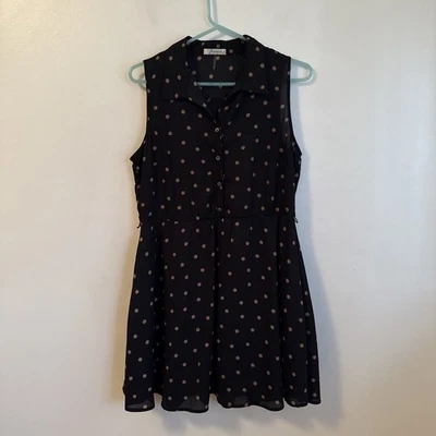 Free Bird Fit & Flare Womens dress Sz L collared lined button Polkadot - Image 1 of 4