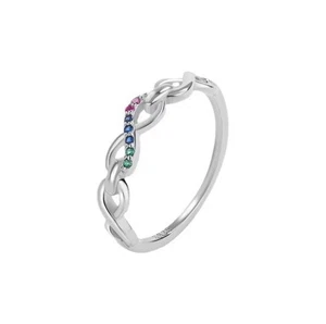 Regenbogen Zirkonia Infinity Knoten Ring Größe N P Sterlingsilber 925 - Bild 1 von 3