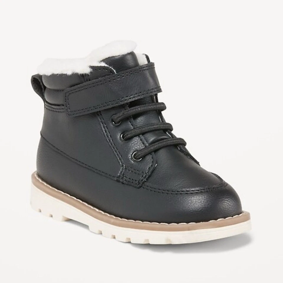 Old Navy Faux-Leather Ankle Boots for Toddler Boys SIZE 10 - Image 1 of 4