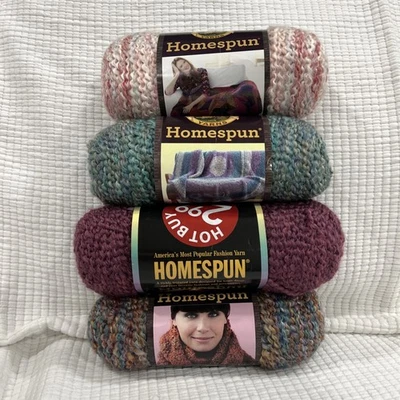 New Lion Brand Homespun Lot Of 4 Skeins Variety Lot of Colors  - Image 1 of 4