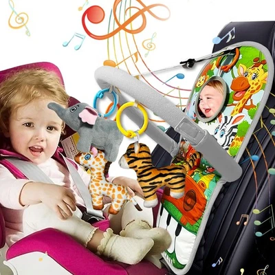 Car Seat Toys for 6-12 Months - Musical Pedal Piano with Baby Mirror, Squeaky... - Image 1 of 4