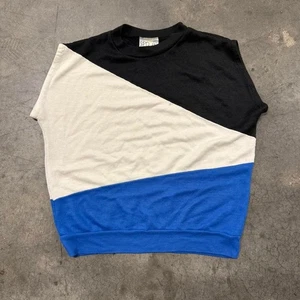 Vintage 80s Tri Tone Cut Off Sweatshirt Size M - Picture 1 of 7