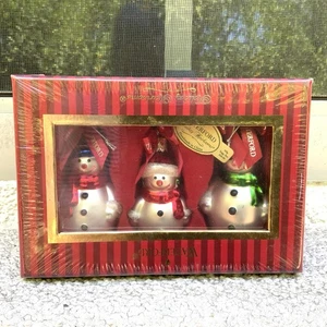 Sealed Waterford Holiday Heirlooms Snowmen Blown Glass Christmas Ornament Set Vt - Picture 1 of 13