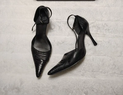 Nine West Women's Size 7.5M Reptile Print Ankle Strap Pointed-toe pumps Vintage  - Image 1 of 4