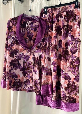 Conjunto de pijama para mujer Anthropologie XS-S multicolor floral parte superior S parte inferior XS elástico Foto 1 de 4