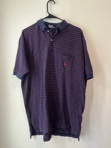 Polo Y2k Ralph Lauren Manga Corta Para Hombre XL Azul Rojo Rayas Poni Logo - Imagen 1 de 3