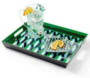 New Diane von Furstenberg DVF Arrow Geo Print Melamine Serving Tray Handles - Picture 1 of 3