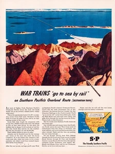 Druckanzeige Southern Pacific Railroad Zug 2. Weltkrieg 1945 ganze Seite 10,5 Zoll x 13,5 Zoll - Bild 1 von 1