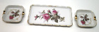 VINTAGE JAPAN PORCELAIN SHABBY CHIC ROSES FLORAL CIGARETTE TRAY AND ASHTRAYS