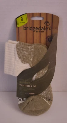 Meias femininas de bambu BRIDGEDALE corte baixo, tamanho pequeno, marrom/branco - Imagem 1 de 4