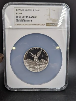 Mexico Extremelly Rare 2 Oz Libertad 1999 Proof 280 Coins Minted NGC PF-69 - Image 1 of 3