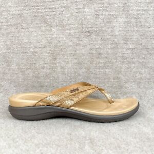 Crocs Shoes Womens 10 Capri Sandal Strappy Flip Flop Gold Leather Slip On Casual