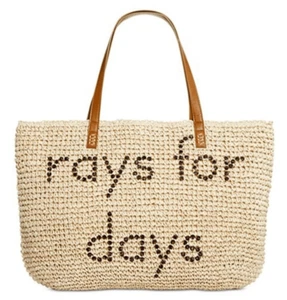 Style & Co Tote Handbag Rays For Days Straw Brown Beach Pool Vacation - Picture 1 of 11