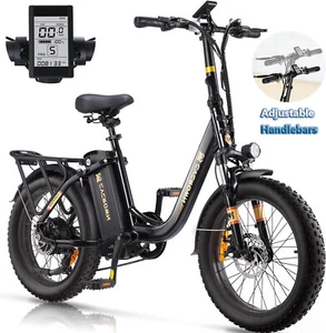 Electric Bike 1000W Peak 48V up to 75+Miles & 20MPH 20" Fat Tires 7-Speed Ebike - Picture 1 of 9