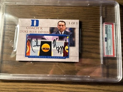 Mike Krzyzewski HOF Signed 3x5 Cut Coach K Duke Basketball PSA/DNA - Image 1 of 3